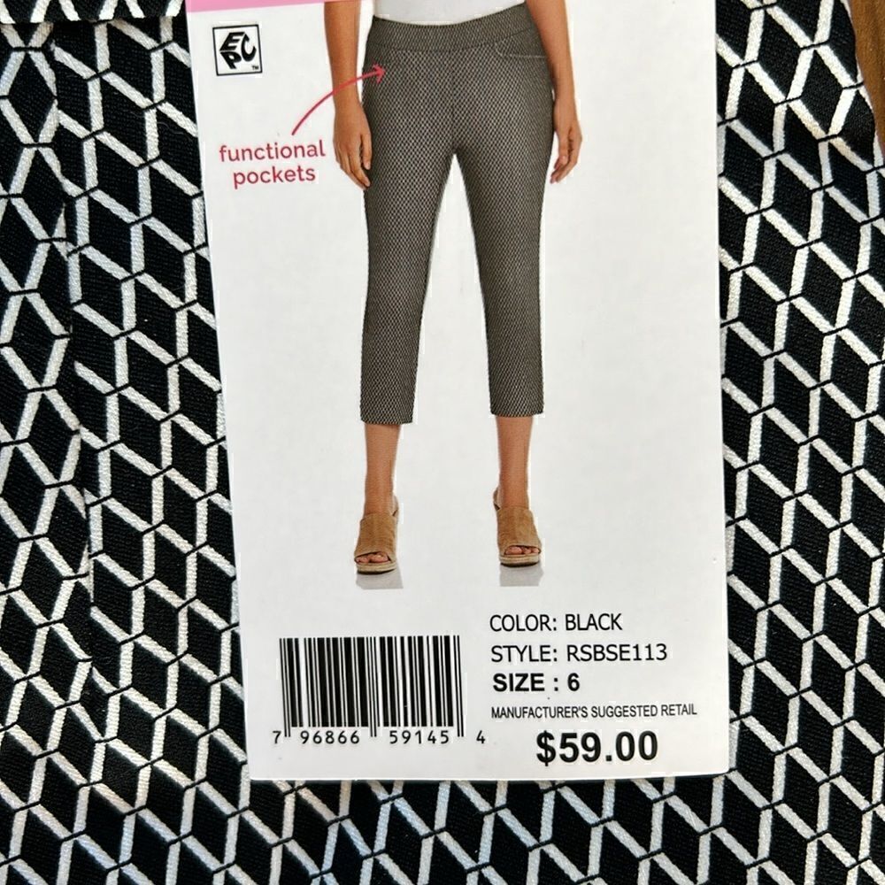 NEW Rafaella Black And White Stretch Capris